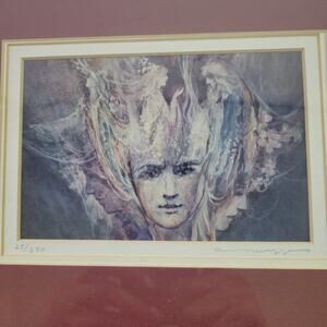 Watercolor Painting By Al Narizzano Signed Framed Matted Faces Fantasy #25/350